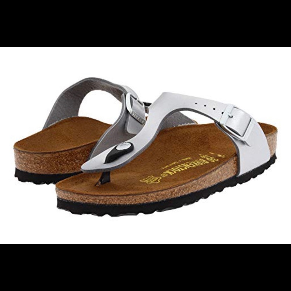 BIRKENSTOCK GIZEH-FLOR METALLIC THONG FLAT SANDALS